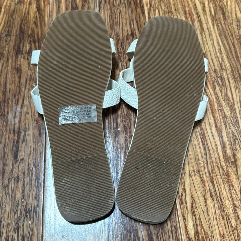 LOFT white vegan leather braided textured snake print slide sandals size 6 - Picture 7 of 9